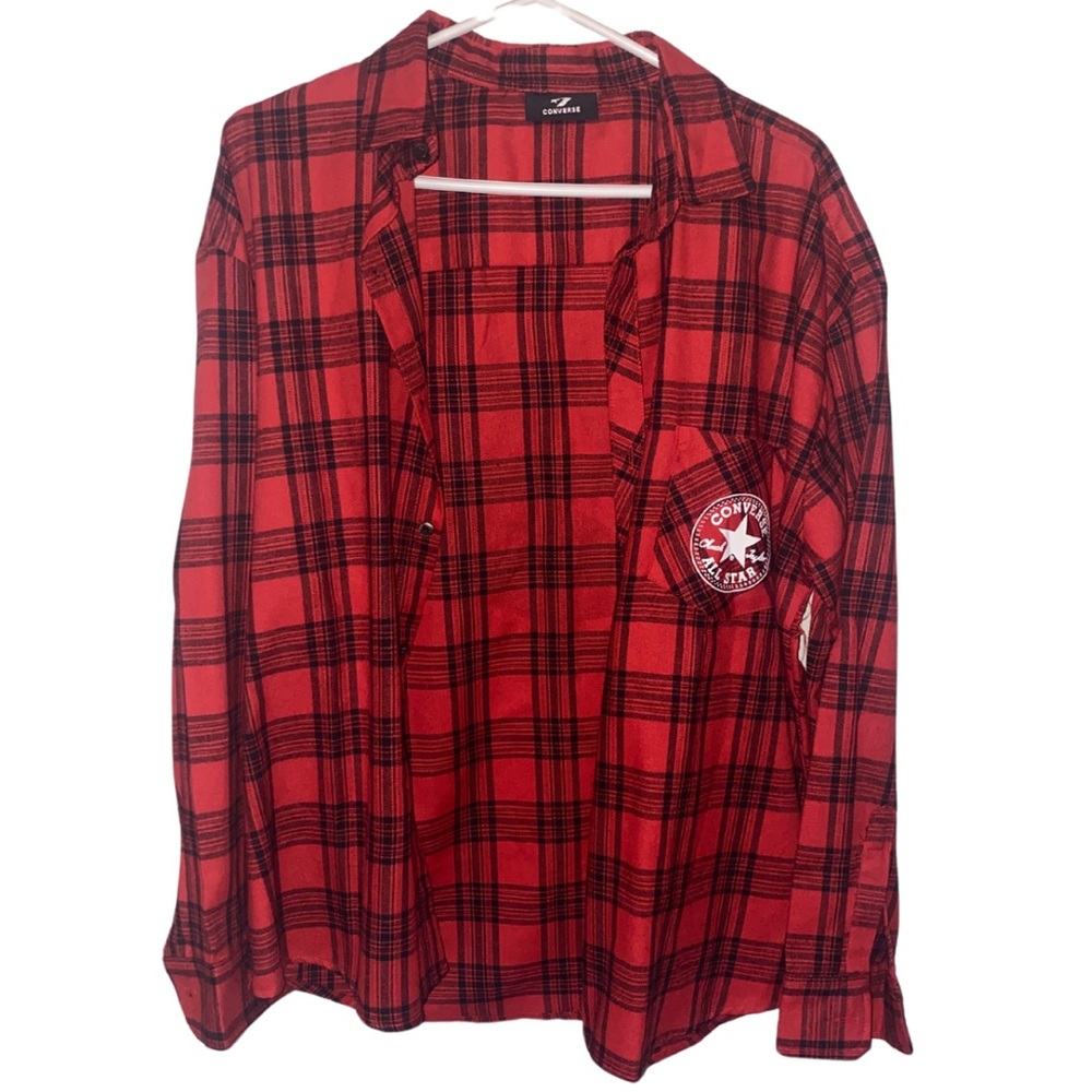 Converse Red Plaid Flannel Shirt XXL Chuck Taylor All-Star Logo